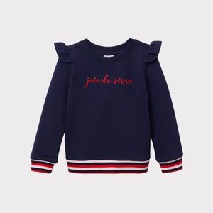 Janie and Jack Embroidered “joie de vivre” Text Blue Sweatshirt